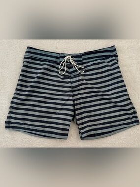 J. Crew men’s blue striped swim trunks size 36 waist board shorts classic
